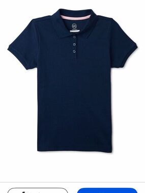 Girls' Short Sleeve Navy Polo with Contrast Trim